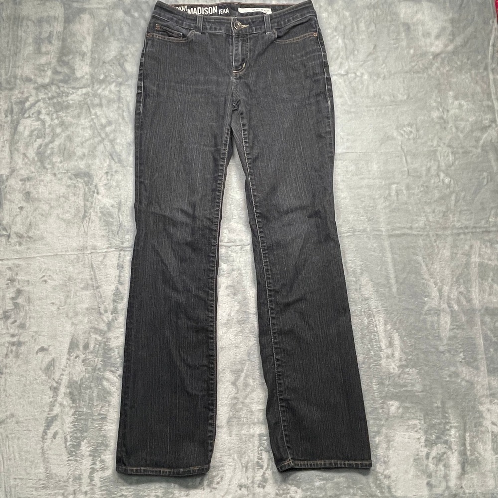 DKNY Madison Jeans Womens 6R Dark Wash Black Mid Rise Straight Leg